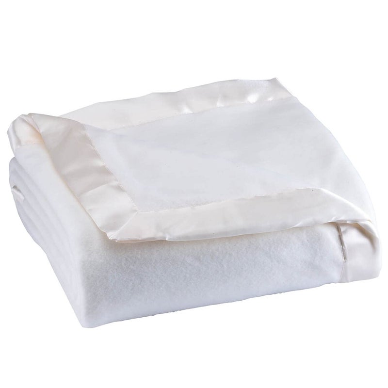 OakRidge Satin Fleece Blanket, Full/Queen, Twin or King Size â€“ 100% Polyester Lightweight Fabric and Cozy Satin Binding Edges in Tightly Folding Travel Blanket, White - Image 1